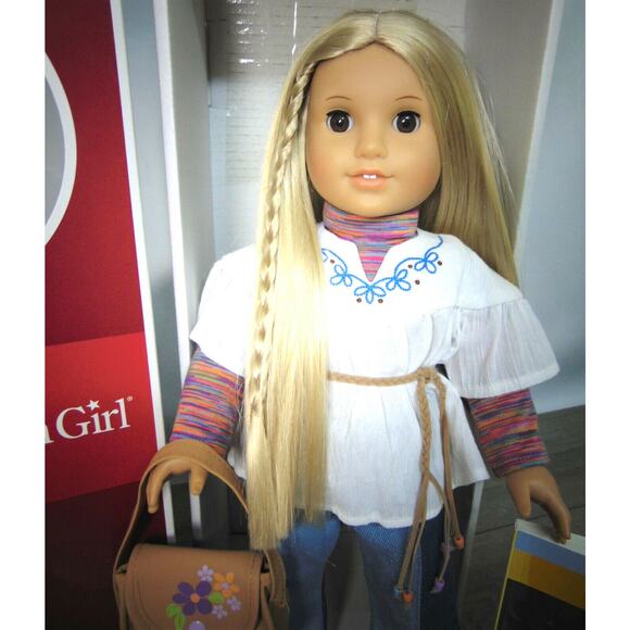 American Girl Doll 18" JULIE IN MEET OUTFIT Purse Hat Book Blonde Brown Eyes BOX - Picture 4 of 12